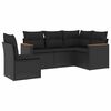vidaXL Set mobilier de grădină cu perne, 5 piese, negru, poliratan