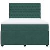 vidaXL Pat box spring cu saltea, verde &icirc;nchis, 140x190 cm, catifea