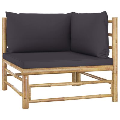 vidaXL Set mobilier de grădină cu perne gri închis, 6 piese, bambus