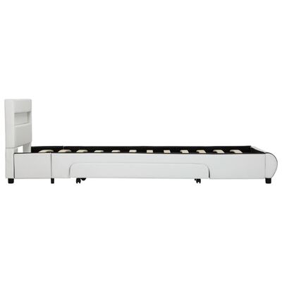 vidaXL Cadru de pat cu LED-uri, alb, 100 x 200 cm, piele ecologică
