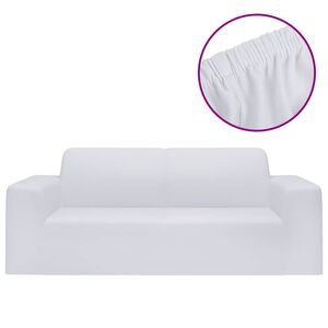 vidaXL Husă elastică pentru canapea cu 2 locuri poliester jersey alb
