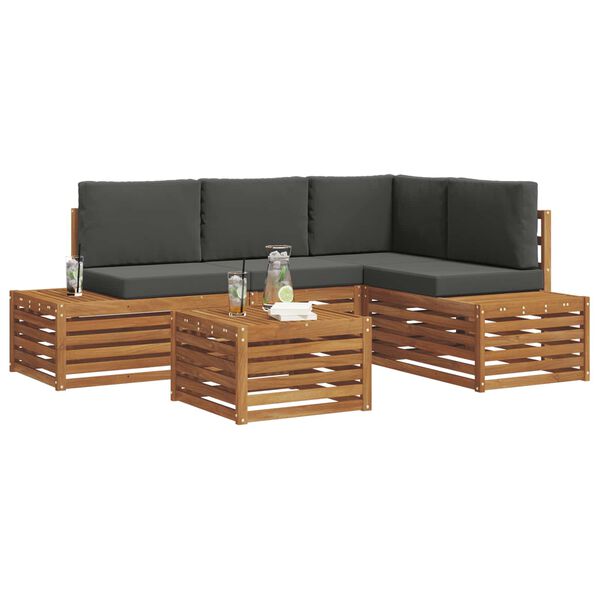 vidaXL Set de canapele de exterior 5 Bucată Natural și Antracit