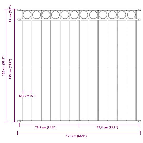 vidaXL Panou de gard Assen din oțel, 1,7x1,5 m, negru