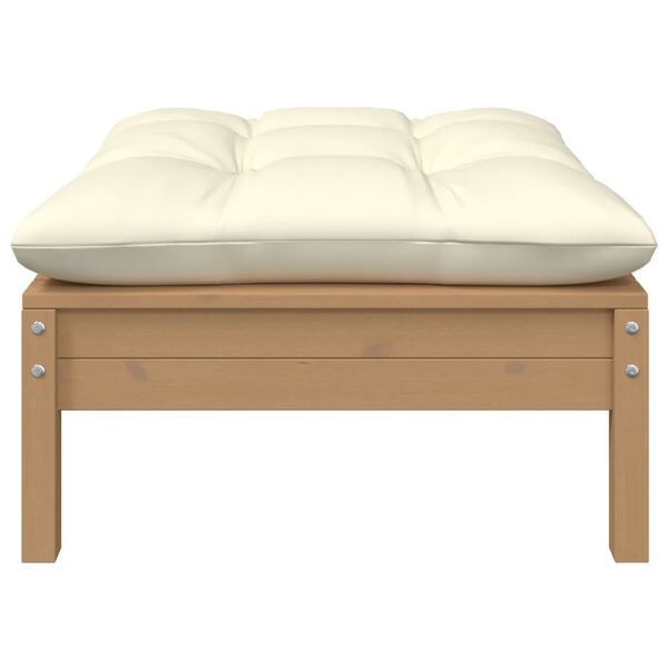 vidaXL Taburet de grădină cu pernă crem, maro miere, lemn masiv de pin