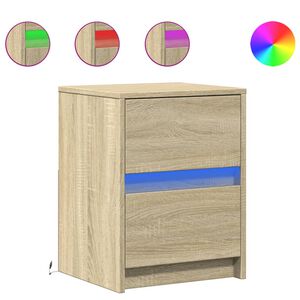 vidaXL Noptiere cu lumini LED, 2 buc., stejar sonoma, lemn prelucrat