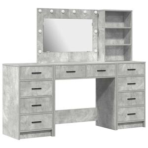 vidaXL Masă de Machiaj cu sertar 3 pcs Gri din beton Lemn compozit