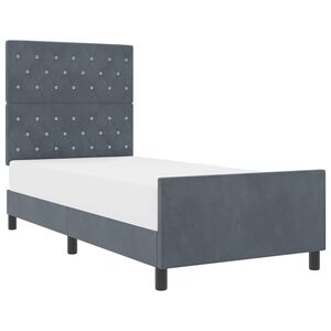 vidaXL Pat cu arcuri cu headboard Gri &icirc;nchis 100 x 200 cm Catifea