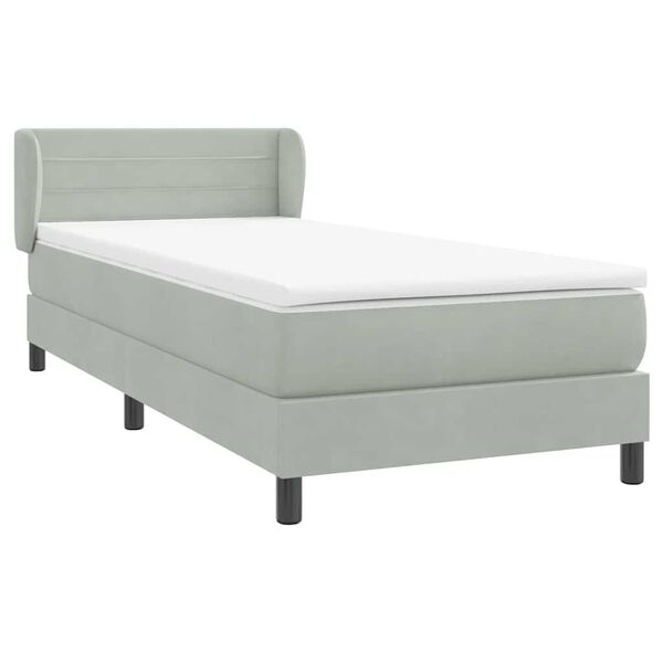 vidaXL Pat box spring cu saltea, gri deschis, 80x210 cm, catifea