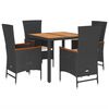 vidaXL Set mobilier de grădină cu perne, 5 piese, negru, poliratan