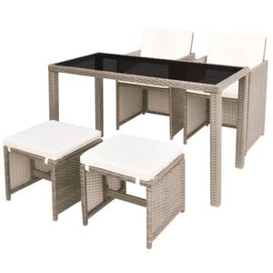 vidaXL Set mobilier de exterior cu perne, 5 piese, bej, poliratan