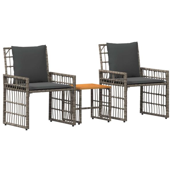 vidaXL Set de Mobilier pentru Exterior 3 pcs Negru și Gri &icirc;nchis