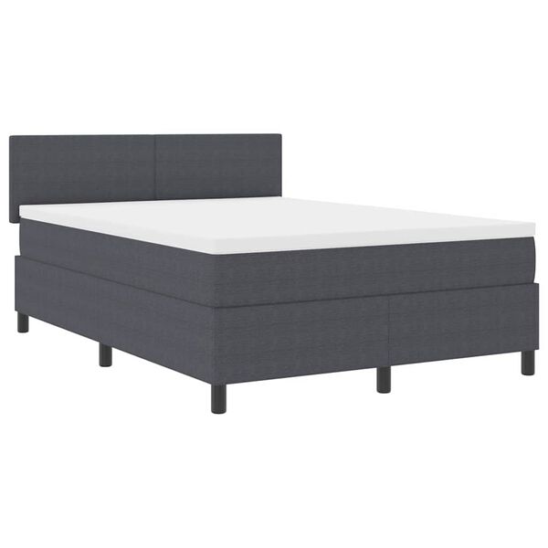 vidaXL Pat cu arcuri cu headboard Gri &icirc;nchis și alb 140 x 200 cm