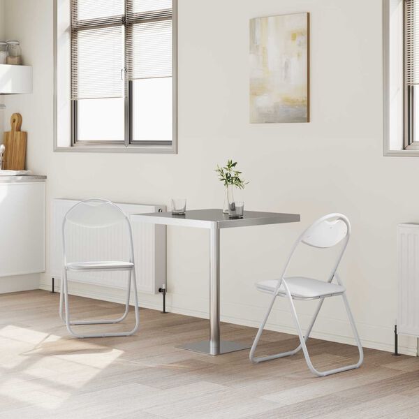 vidaXL Scaun pliant 2 pcs Alb 48 x 43,5 x 81 cm Piele artificială