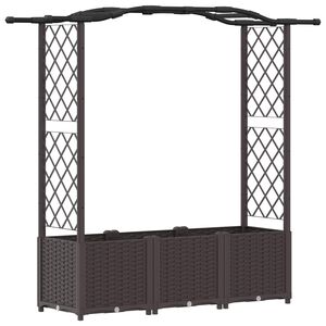 vidaXL Pat Ridicat cu Trellis și Acoperiș Maro 164 x 40 x 142 cm PP