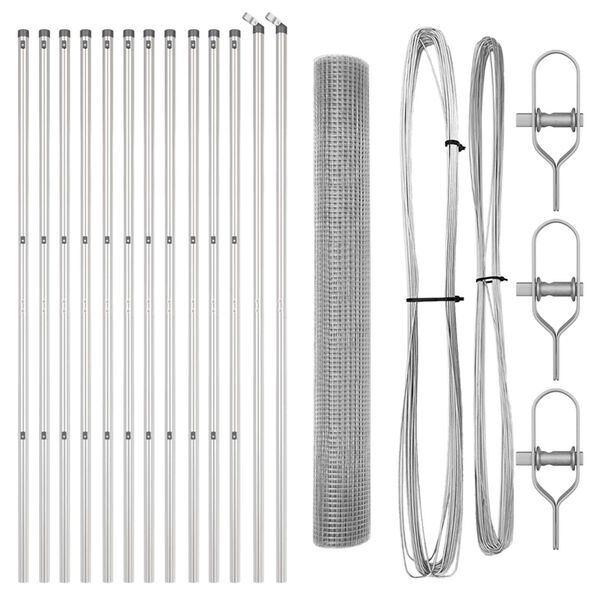 vidaXL St&acirc;lp de gard. Argintiu 25 x 1,4 m (plasă 12 x 12 mm) Oțel