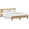 vidaXL Cadru de pat Stejar Artizanal 140 x 190 cm Lemn prelucrat