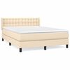 vidaXL Pat box spring cu saltea, crem, 140x200 cm, textil