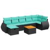 vidaXL Set mobilier de grădină cu perne, 8 piese, negru, poliratan