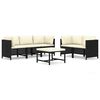 vidaXL Set mobilier de grădină cu perne, 6 piese, negru, poliratan