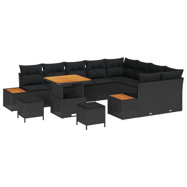 vidaXL Set de canapele pentru grădină 12 pcs Negru Rattan poli