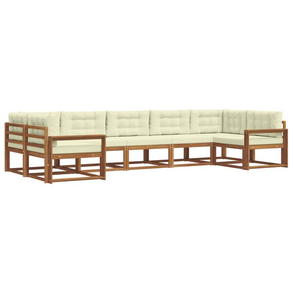 vidaXL Set de canapele de exterior cu pernă 7 pcs Natural și Crem