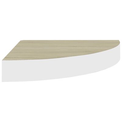 vidaXL Raft de perete de colț, stejar și alb, 35x35x3,8 cm, MDF
