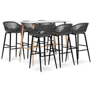 vidaXL Set mobilier de bar, 7 piese, alb și gri