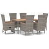 vidaXL Set mobilier de grădină cu perne, 7 piese, gri, poliratan