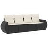 vidaXL Set mobilier de grădină cu perne, 4 piese, negru, poliratan
