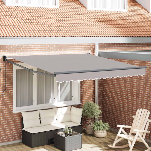 vidaXL Cortina Retractabilă Manual Gri deschis 350 x 250 cm