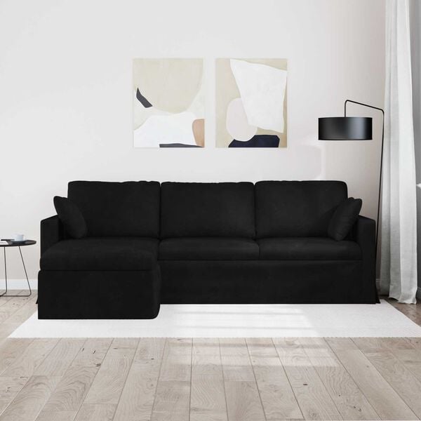 vidaXL Canapea Negru 198 x 134 x 80 cm Catifea