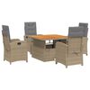 vidaXL Set mobilier de grădină cu perne, 5 piese, bej, poliratan