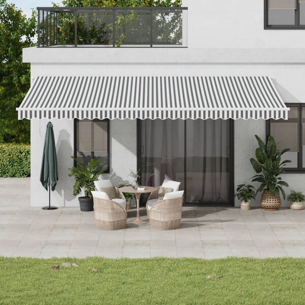 vidaXL Copertină retractabilă manual cu LED, antracit/alb, 600x350 cm