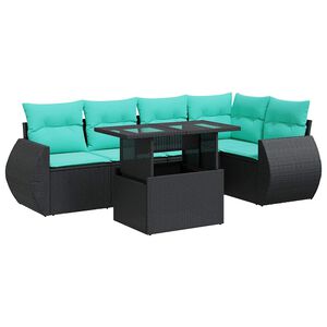 vidaXL Set mobilier grădină perne 6 piese negru poliratan/lemn acacia