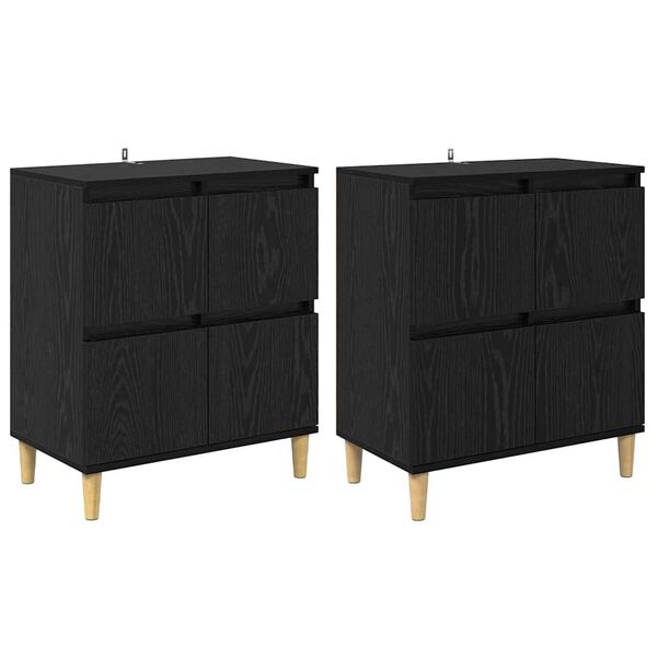 vidaXL Bufeturi 2 pcs Stejar Negru 60 x 35 x 70 cm Lemn compozit