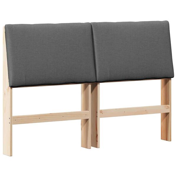 vidaXL Tăblie tapițată Gri &icirc;nchis 140 cm Lemn de pin masiv