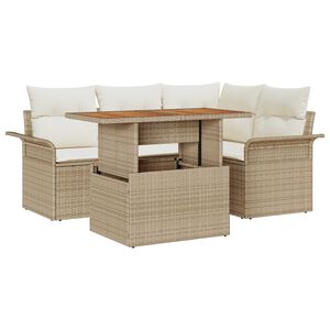 vidaXL Set de canapele pentru grădină 5 pcs Bej Rattan poli