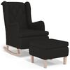 vidaXL Fotoliu balansoar cu taburet, negru, material textil