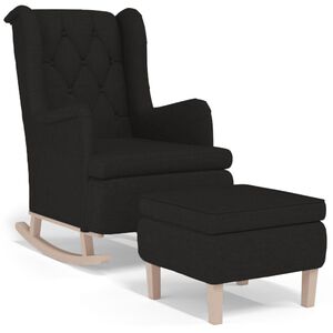 vidaXL Fotoliu balansoar cu taburet, negru, material textil