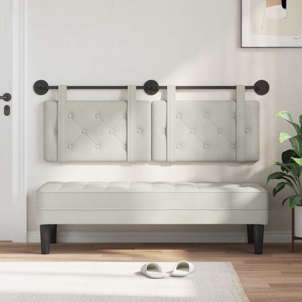 vidaXL Cap de pat suspendat Pe perete Crem 150 x 55 x 5 cm Catifea