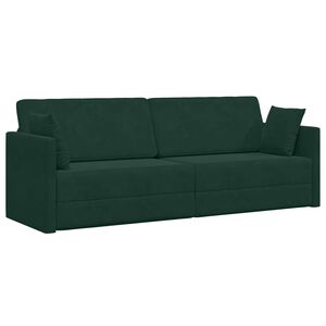 vidaXL Canapea extensibilă de podea Verde &icirc;nchis 213 x 70 x 77 cm
