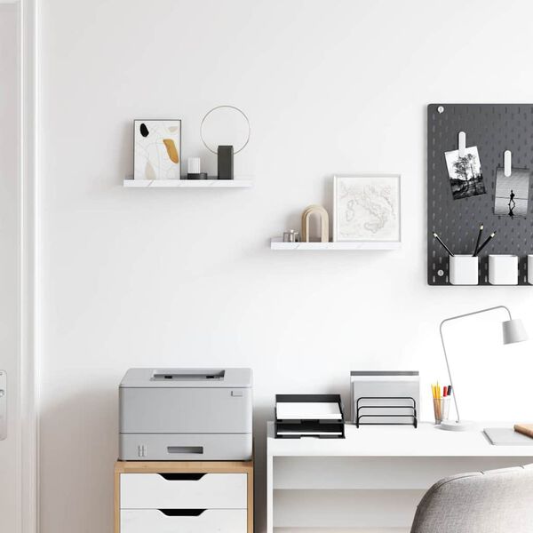 vidaXL Raft de perete 2 pcs Marmură albă 40 x 9 x 3 cm Lemn compozit