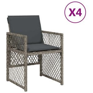 vidaXL Scaune de grădină cu perne, 4 buc., gri, poliratan