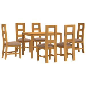 vidaXL Set de dining 7 buc. Gri Lemn de stejar masiv