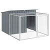 vidaXL Cușcă pentru c&acirc;ini cu &icirc;mprejmuire, antracit, 153x194x110 cm, oțel galvanizat