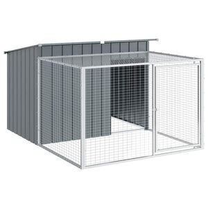 vidaXL Cușcă pentru c&acirc;ini cu &icirc;mprejmuire, antracit, 153x194x110 cm, oțel galvanizat