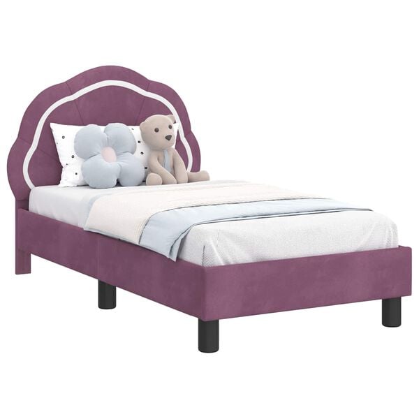 vidaXL Cadru de pat pentru copii cu spătar Violet 70 x 140 cm Catifea