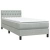vidaXL Pat box spring cu saltea, gri deschis, 90x220 cm, catifea