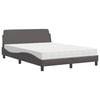 vidaXL Pat cu saltea, Dover, gri, 120x200 cm, piele ecologică