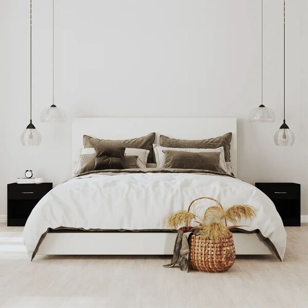 vidaXL Noptiere cu sertar, 2 buc., negru